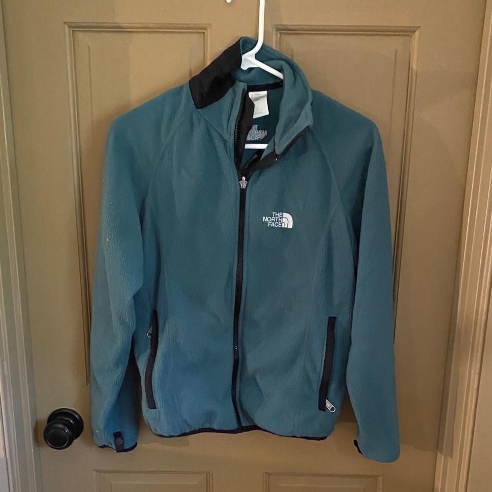 The North Face Teal and Black Zip-Up Jacket. Small/petite